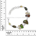 Natural Ammolite And Ethiopain Opal Gemstone 925 Sterling Silver Bracelet